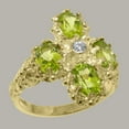 thumbnail image 2 of LBG British Made 18k Yellow Gold Natural Diamond & Peridot Womens Statement Ring - 33 size options - Size 7.25, 2 of 6