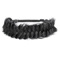 DIGUAN Messy Wide 2 Strands Synthetic Hair Braided Headband Classic Chunky Plaited Braids Elastic Stretch Plait Headband (Black)