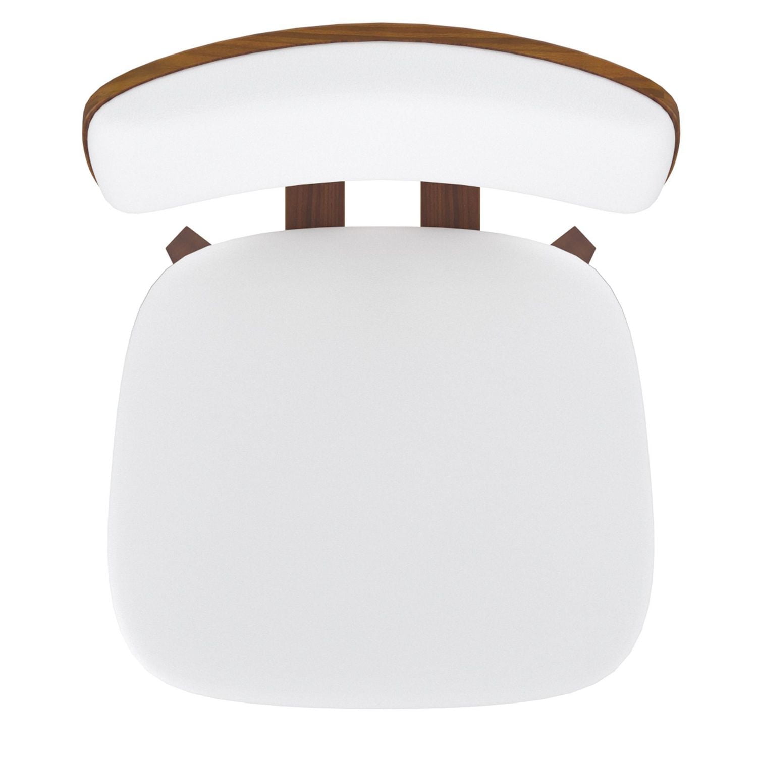 Mid-Century Modern Faux Leather and Wood Side Chair in White