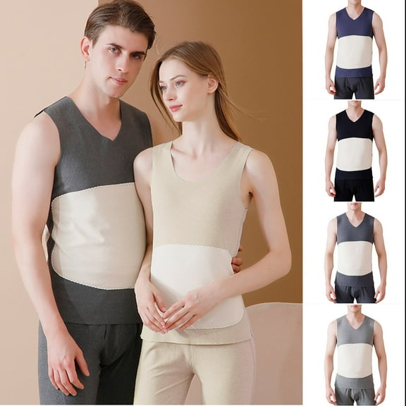 uublik Mens Thermal Fleece Shirt Tank Top Winter Thermal Sleeveles Shirts, Gray