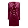 thumbnail image 5 of CAIXIA Women's Velvet Dresses Cowl Neck Long Sleeve Party Cocktail Holiday Mini Dresses 2026,Wine, 5 of 5