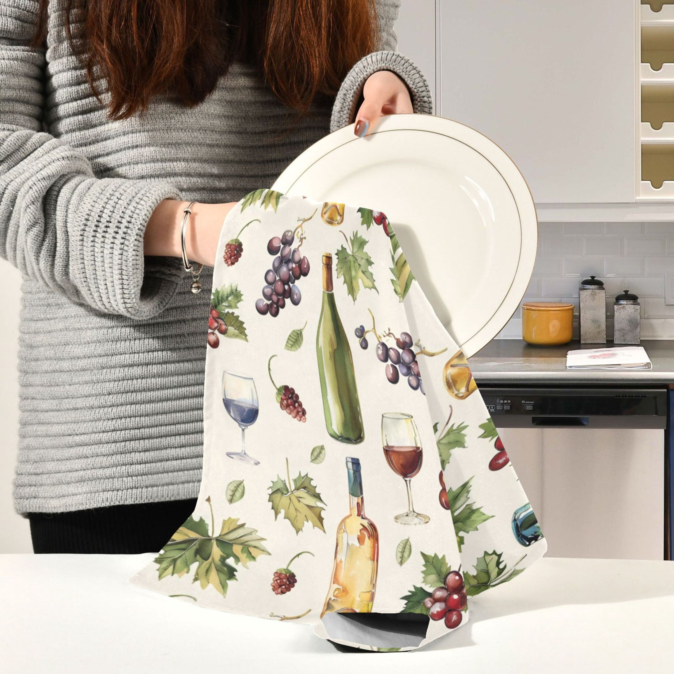 Kitchen Towel 28x18 Inches x6，Plate Towel, Decorative Towel, Napkin, Tea Towel Tea Towels For Kitchen Dish Cloths & Dish Towels Wine Bottle
