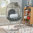 thumbnail image 2 of Linon Kipling Modern Oval Indoor Outdoor Rattan Egg Chair, Gray, 2 of 9