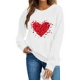 thumbnail image 5 of Craaazy Women's Valentines Day Crew Neck Love Heart Long Sleeve Hoodless Sweatshirts, 5 of 6