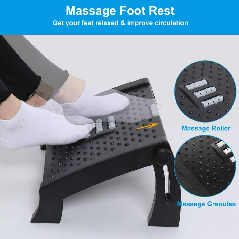 Massage Foot Rest For Under Desk - Adjustable Foot Stool For Home