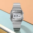 thumbnail image 4 of Retro Stainless Steel Digital Watch, unisex waterproof wristwatch with date alarm, durable metal band for daily casual wearing,,Silver, 4 of 5