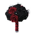 thumbnail image 2 of Gothic Halloween Skull Bouquet - 9.45" Dark Floral Arrangement with Black & Red Roses - Day of The Dead Decor for Weddings, Parties & Spooky Home Centerpieces, 2 of 6