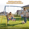 thumbnail image 6 of Hommoo 2 Pcs Swing Set with Saucer Swing Seat & Belt Swings Seat, Swing Set with Heavy-Duty A-Frame Metal Outdoor Swing Stand, for Backyard, Blue, 6 of 7