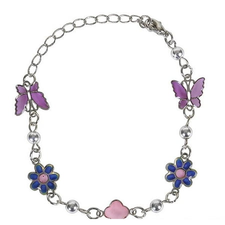 BUTTERFLY MOOD AND FLOWER CHARM BRACELET, Case of 60