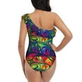 thumbnail image 5 of Easygdp Pride Rainbow Women's One Shoulder Ruffle Monokini Bathing Suits with Removable Chest Pad, Quick Drying - X-Large, 5 of 8