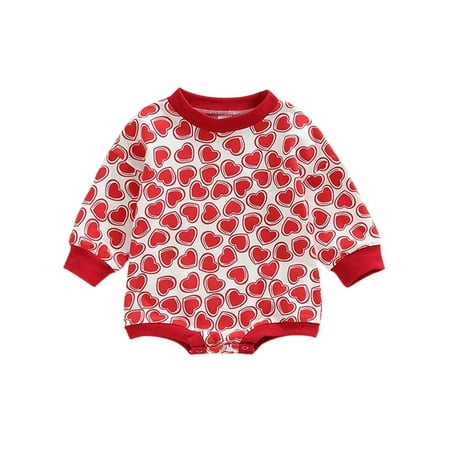 

Glonme Boys Jumpsuit Long Sleeve Bodysuit Crew Neck Onesies Travel Casual Bodysuits Pullover One Piece Romper Red 60cm