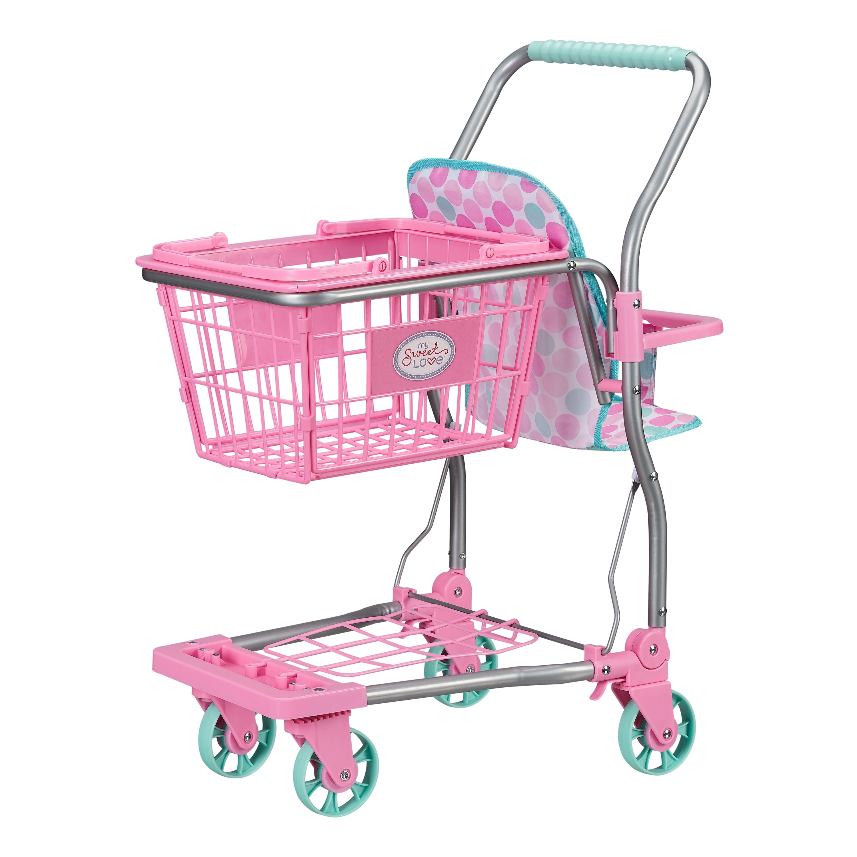 Pink Light Sound Play Kids Girl Musical Shopping Cart Grocery Food Playset Toy 