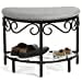 thumbnail image 3 of Mango Steam Half Moon Shoe Bench - Vanity Seat/Dressing Stool/Makeup Chair - Heather Gray, 3 of 10