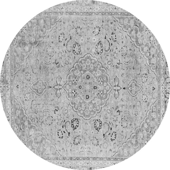 Ahgly Company Indoor Round Abstract Gray Modern Area Rugs, 3' Round