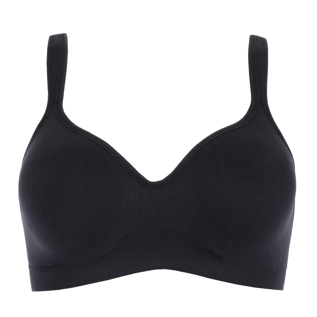 Carole Hochman Women's Wirefree Sealmless Comfort Bra, 2-Pack, Black/Taupe, Medium