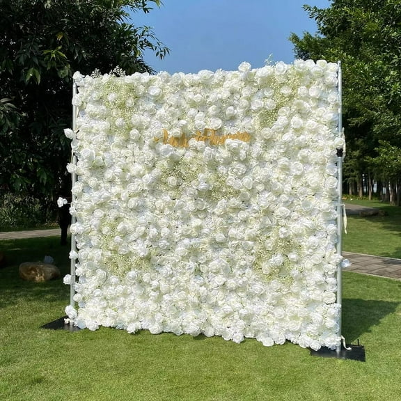Handmade Roll-Up Fabric Flower Wall, Artificial Flower Wall Backdrop Panels 1.15ftx1.15ft Rose Wedding Backdrop 3D Flower Wall Backdrop for Party Baby Shower Bridal Wedding Background Decor