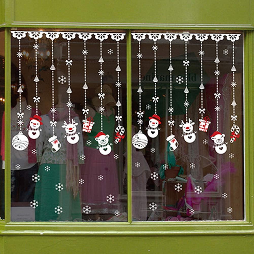Window Picture Winter Christmas Birds Snow REUSABLE Window Stickers 