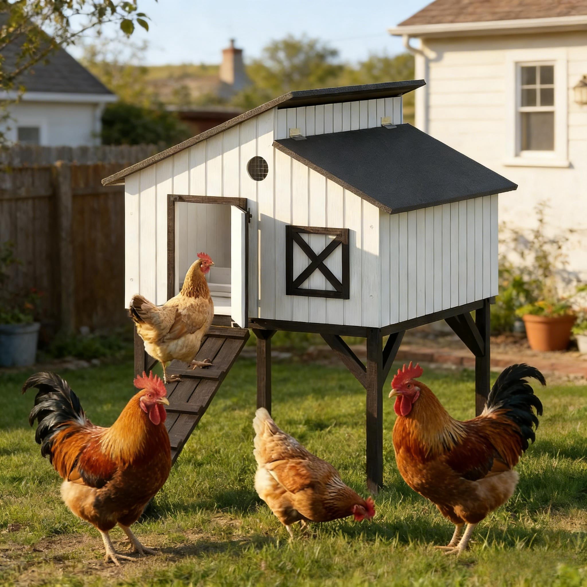 Pet House,Chicken Coop Hen House,Elevated Rabbit Hutch,Duck House