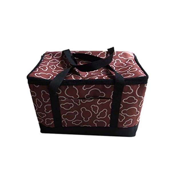 Inteprter Bolsas aisladas Contenedor de comida de mano Picnic al aire libre Engrosamiento Bolsa de almuerzo de mantenimiento fresco Oficina Organizadores de utensilios de cocina Color café 35*22*22