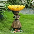 thumbnail image 2 of Mdesiwst Resin Statue Sturdy Waterproof Yellow Sunflower Decor Eco-friendly Bird Bath Figurine for Lawn, 2 of 7