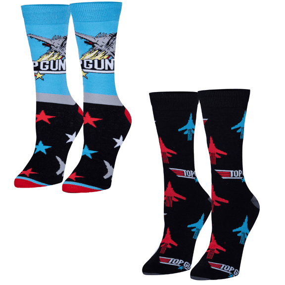 Odd Sox – Top Gun 2 Pack Crew Socks for Adults (Large) – Fun Colorful 80s Movie Socks, Classic