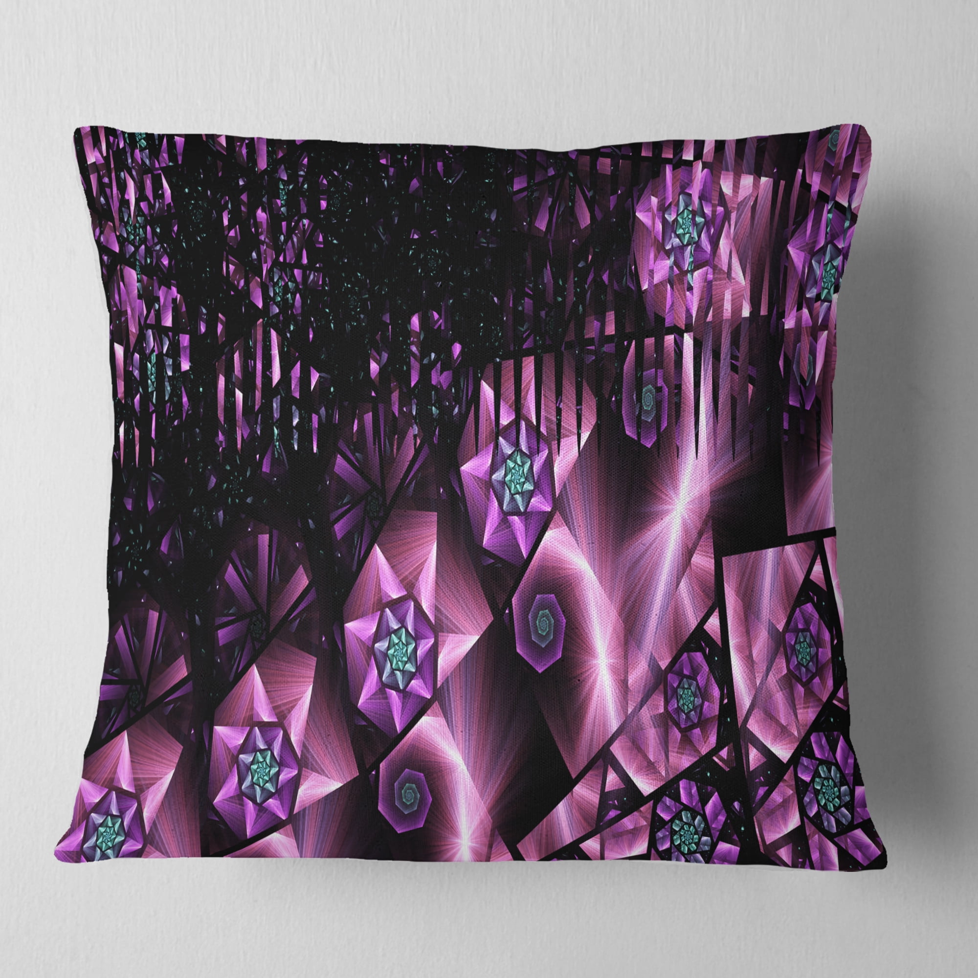 Designart Purple Radiance of Starry Sky - Abstract Throw Pillow - 16x16