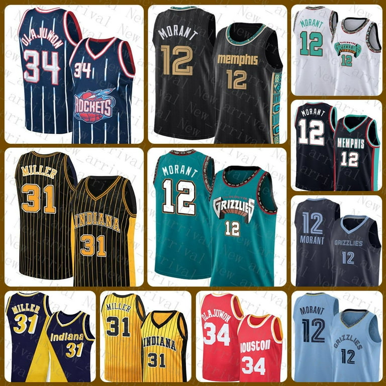 NBA_ Memphis''Grizzlies''Men Basketball Jersey Indiana''Pacers''Men 12 31  Houston''Rockets''Men Ja Morant Reggie Miller 607 
