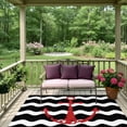 thumbnail image 4 of Outdoor Rug 5x8ft Nautical Anchor Large Area Rug Black and White Wave Stripes Indoor Outdoor Carpet Outdoor Rugs Mats for Patio Camping,RV,Front Door, Outside Decor, 4 of 9