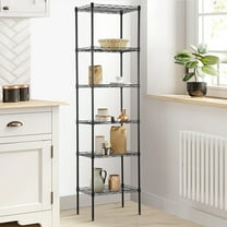 Dkelincs 6 Tier Adjustable NSF-Certified Metal Shelf Steel Storage Rack Wire Shelving Unit for Kitchen Bathroom Pantry Closet (16.7"L x 11.8"W x 63.6"H, Black)