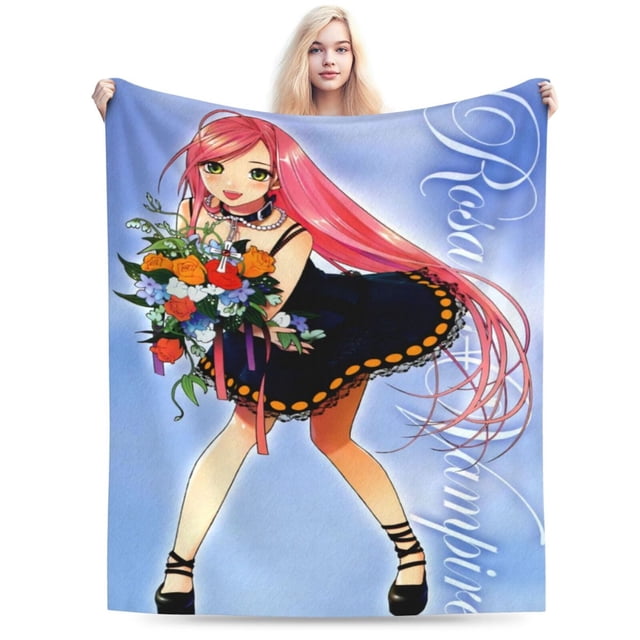 Manta de franela cálida y acogedora con dibujos de Rosario y vampiros para sala de estar, dormitorio, cama, sofá, coche, mantas de vellón para todas las estaciones, regalos para niños, adolescentes y