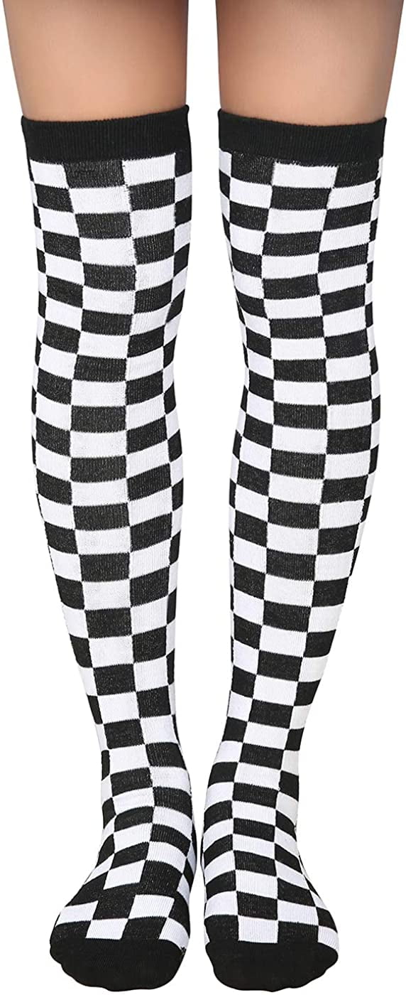 Women's Extra Long Checkerboard Socks 