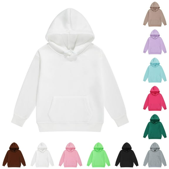 Ulanda Boys Girls Solid Soft Hooded Sweatshirt Classic Oversized Hoodies Loose Pullover Sweatshirts with Pocket for Kids (Hot Pink, 11-12 Years)