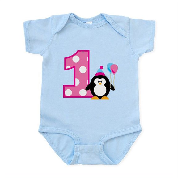 CafePress - Girl Penguin 1St Birthday Infant Bodysuit - Baby Light Bodysuit, Size Newborn - 24 Months