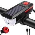 thumbnail image 1 of Bike Light Set and Horn Solar Powered USB Rechargeable Bicycle Headlight Taillight Combinations Front Back Light Tail Light LED Speaker, 1 of 9