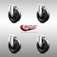 thumbnail image 2 of 5 Inch 316SS Soft Rubber Wheel Swivel Bolt Hole Caster Set Service Caster, 2 of 2