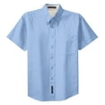 thumbnail image 5 of Mens Short Sleeve Easy Care Cotton/Polyester Shirt Light Blue/ Light Stone Large, 5 of 6