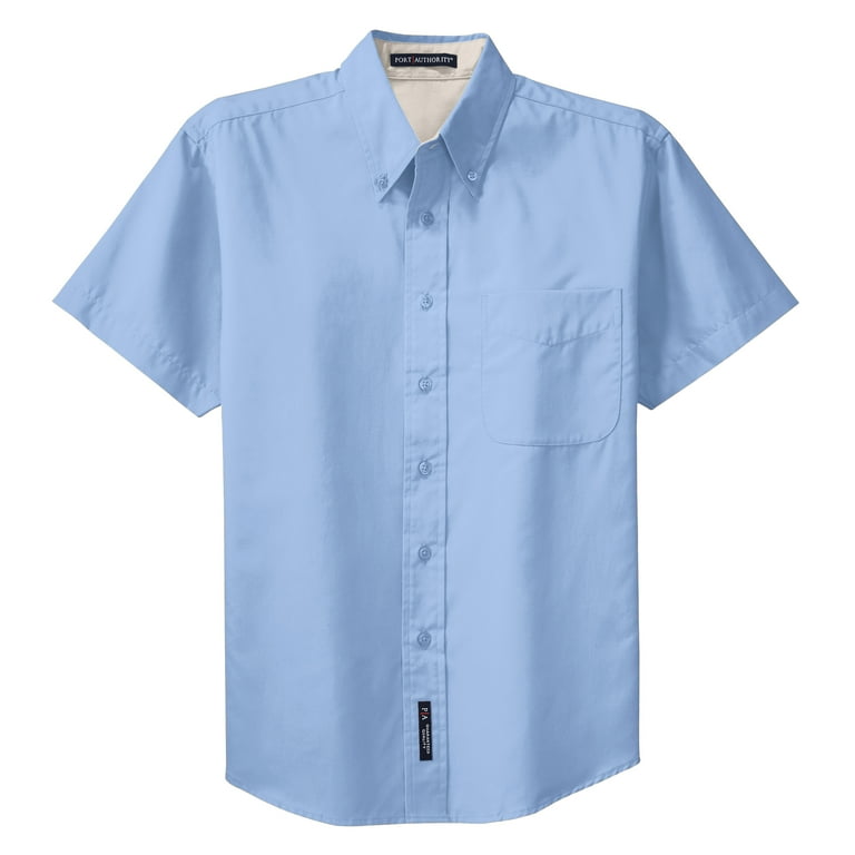 Mens Short Sleeve Easy Care Cotton/Polyester Shirt Light Blue