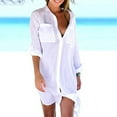thumbnail image 3 of Bathing Suit Cover Up for Women, Womens Beach Cover Up,Coverups for Women, Chroia Long Sleeve Chiffon Cardigan V Neck Button Down Loose Beach Blouse, 3 of 3