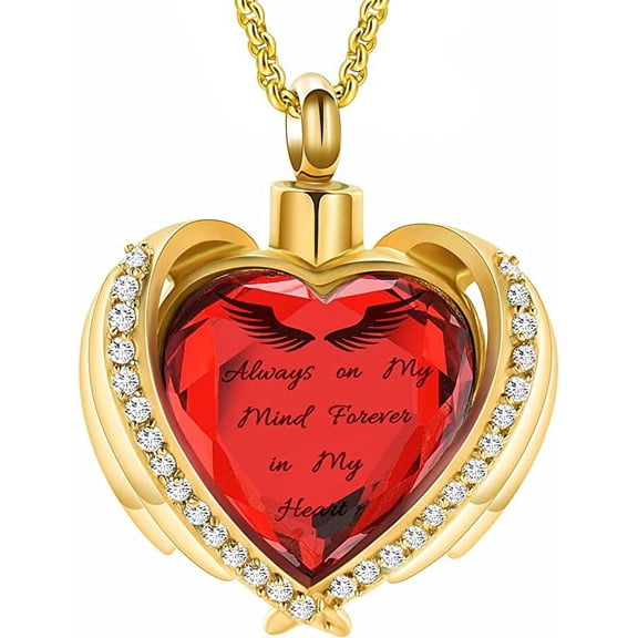 Crystal Heart Cremation Urn Necklace for Ashes Keepsake Cremation Jewelry Crystal Urn Necklace Urn Stainless Steel Memorial Pendant for Women Men Loved Ones