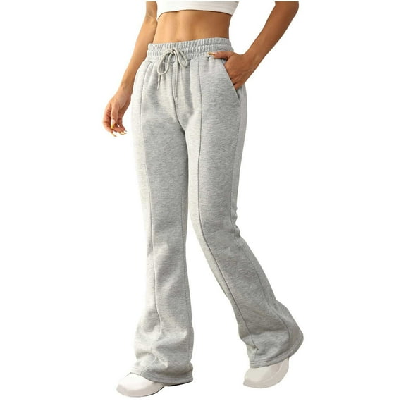 Women's Wide Leg Sweatpants Track Pants Women Baggy Pants Womens Winter Outdoor Sports Yoga Loose Casual Long Pants Trousers With Velvet With Pocket Great Gifts for Less Gray L