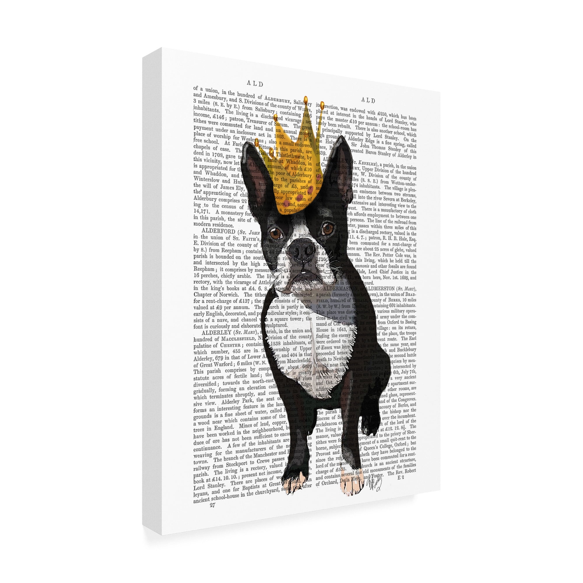 Trademark Fine Art 'Boston Terrier And Crown' Canvas Art by Fab Funky
