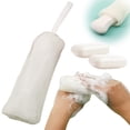thumbnail image 2 of Meiix Foaming Net Soap Saver, Soft & Quick-Dry Mesh Material, Exfoliating Bath Pouch for Shower Gel, Reusable, 6X3.5In (White), 2 of 9
