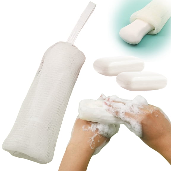 Mesh Soap Bags for Soap Bars, Soap Saver Pouch, Exfoliating Nylon Mesh Soap Bag with Hanging Loop, Reusable Bar Soap Lather Pouch for Bath Shower Facial Cleansing Tool