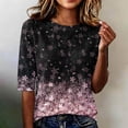 thumbnail image 2 of Domzest Womens Half Sleeve Tops Boho Floral Print Lightweight Shirts Crew Neck Loose Fit Dressy Casual Tunic Tops Pink L, 2 of 6