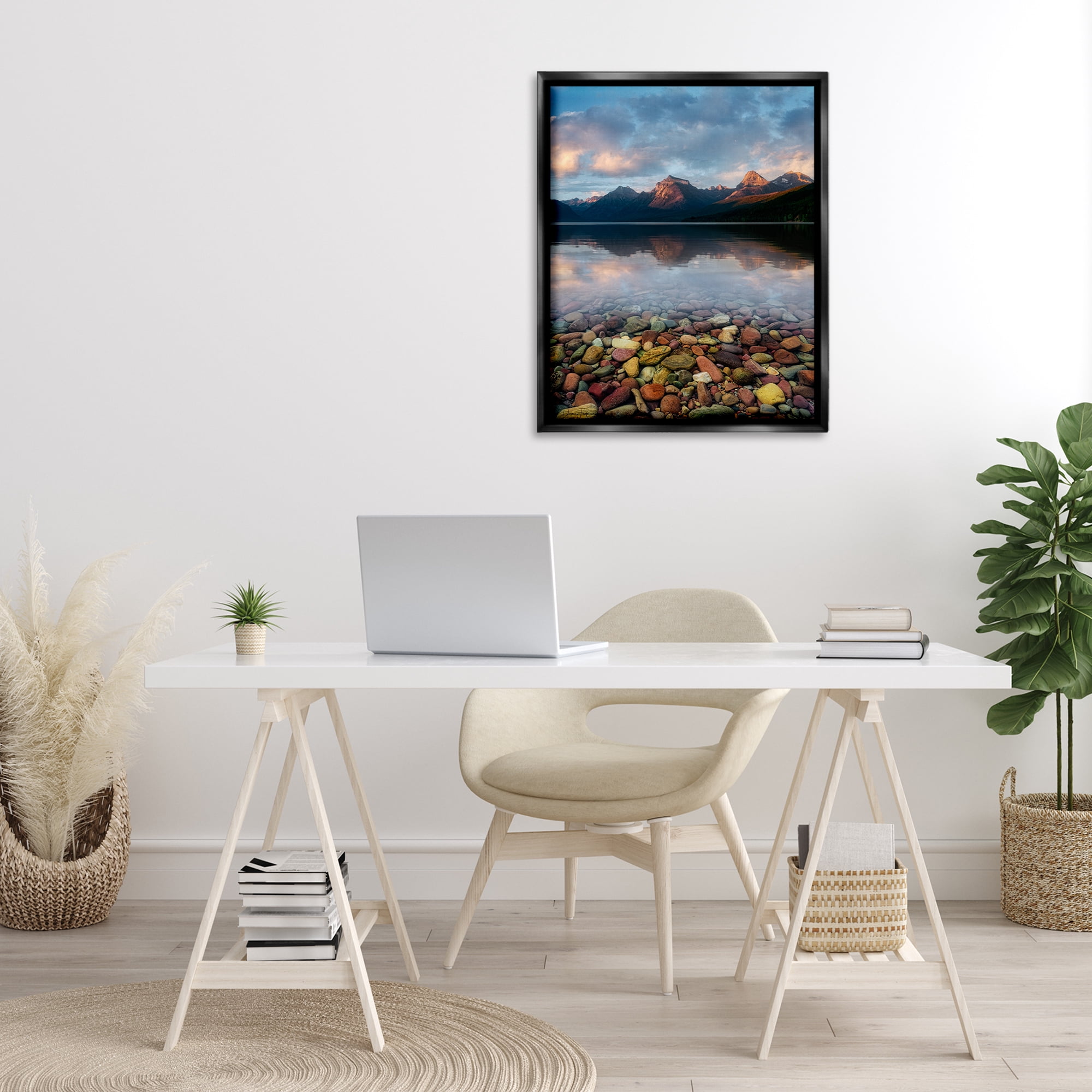 Stupell Industries Clear Water Pebbles Landscape Photography Black Floater Framed Art Print Wall Art, 25 x 31