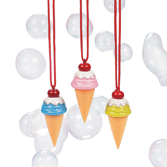 Ice Cream Cone Bubble Necklace - 12 Pieces