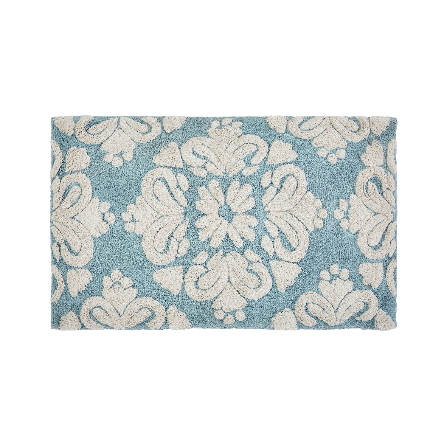 Better Trends 21" x 34" Bathroom Rugs 100% Cotton Soft Water Absorbent Non Slip Bath Mat Machine Washable Rug (Blue) Medallion Collection
