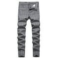 thumbnail image 2 of jsaierl Men's Plaid Dress Pants Straight Fit Expandable Waist Pleated Front Suit Pants Checkered Casual Business Trousers, 2 of 6