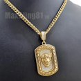 thumbnail image 4 of HIP HOP 14K GOLD PLATED KING LION HEAD DOG TAG CHARM BLING CUBIC ZIRCONIA PENDANT & 4mm 24" BRASS CUBAN CHAIN NECKLACE GIFT, 4 of 4