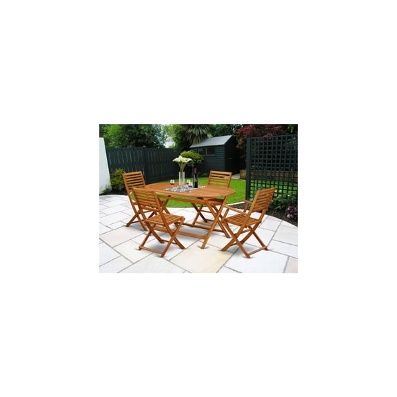Acacia Patio Furniture Set - 5 Piece Outdoor Table & Chair Set
